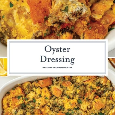 collage of oyster dressing