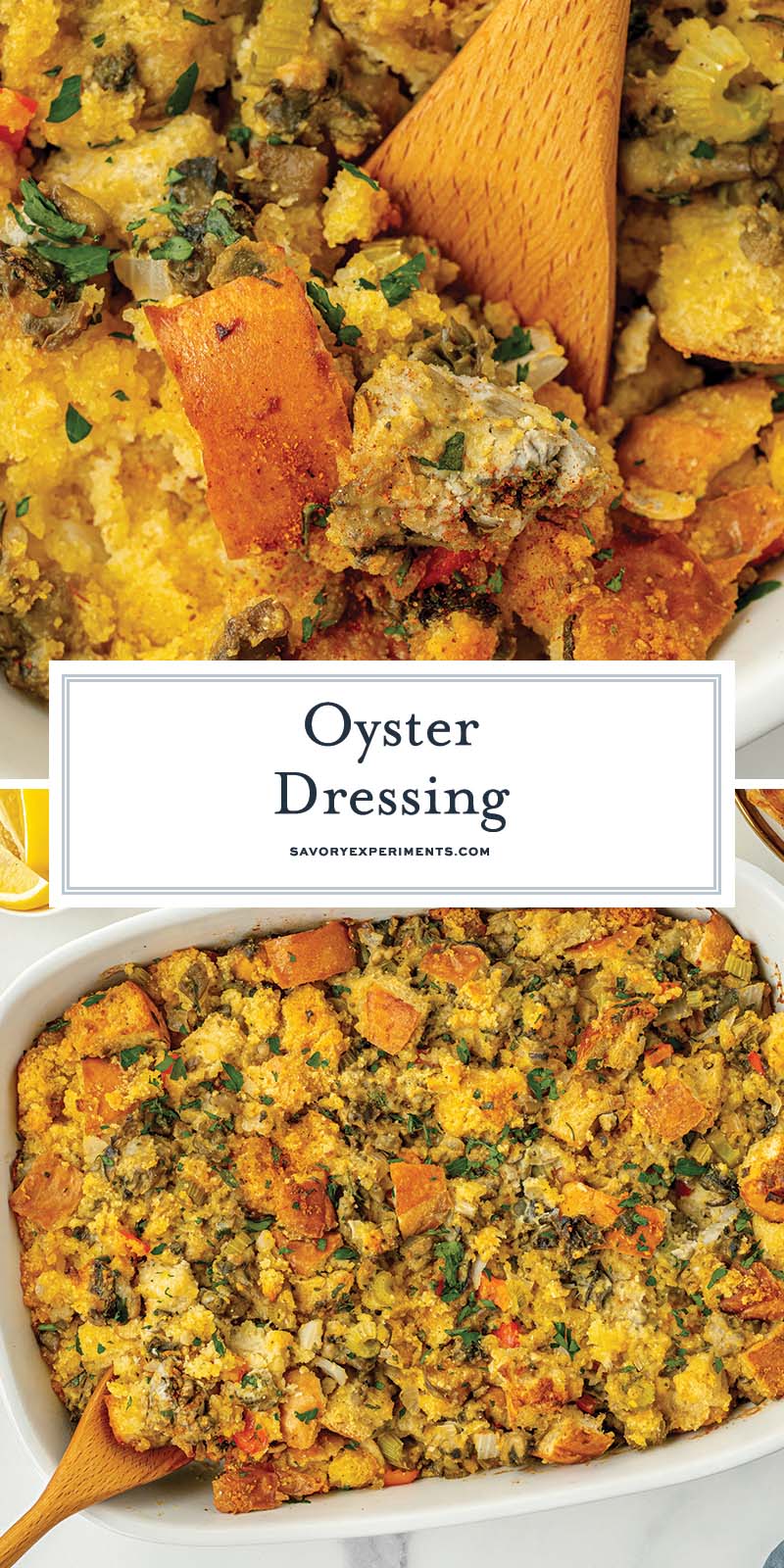 collage of oyster dressing