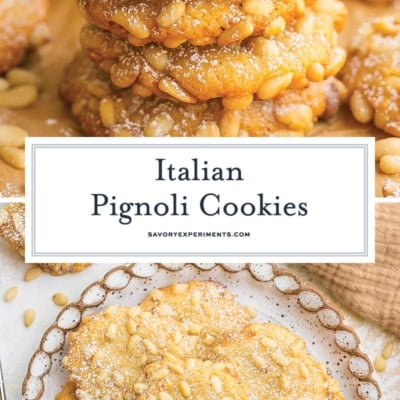 collage of pignoli cookies