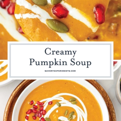 collage of creamy pumpkin soup