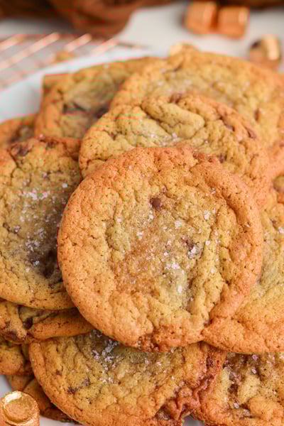 overhead shot of plate of rolo cookies