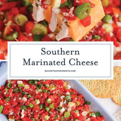 collage of southern marinated cheese