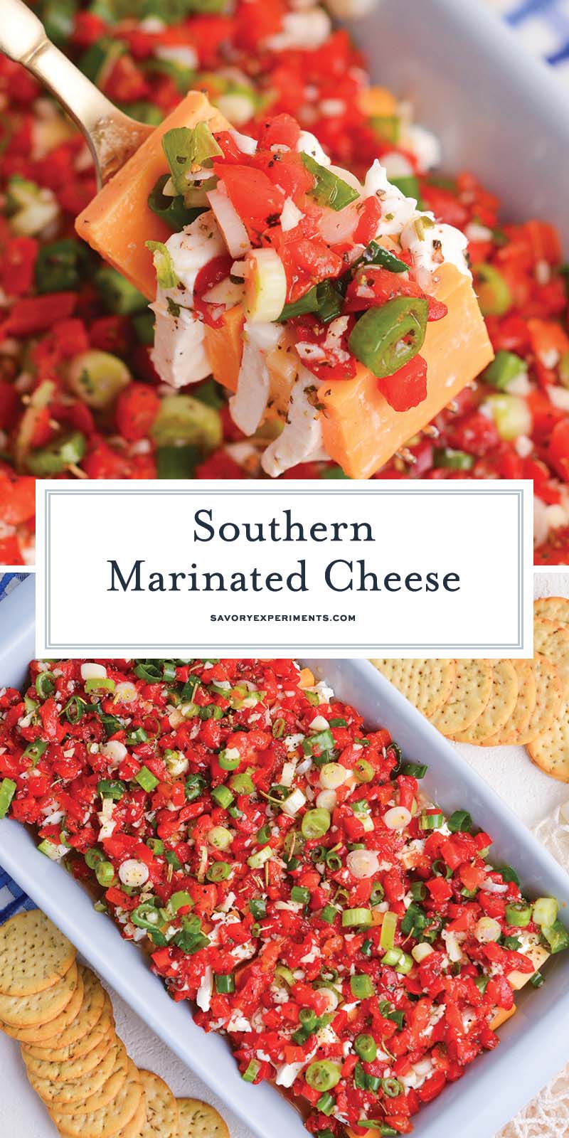 collage of southern marinated cheese