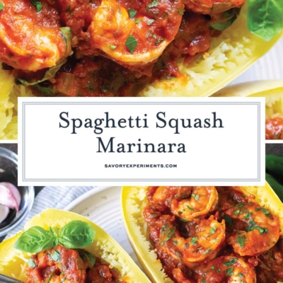collage of spaghetti squash marinara for pinterest