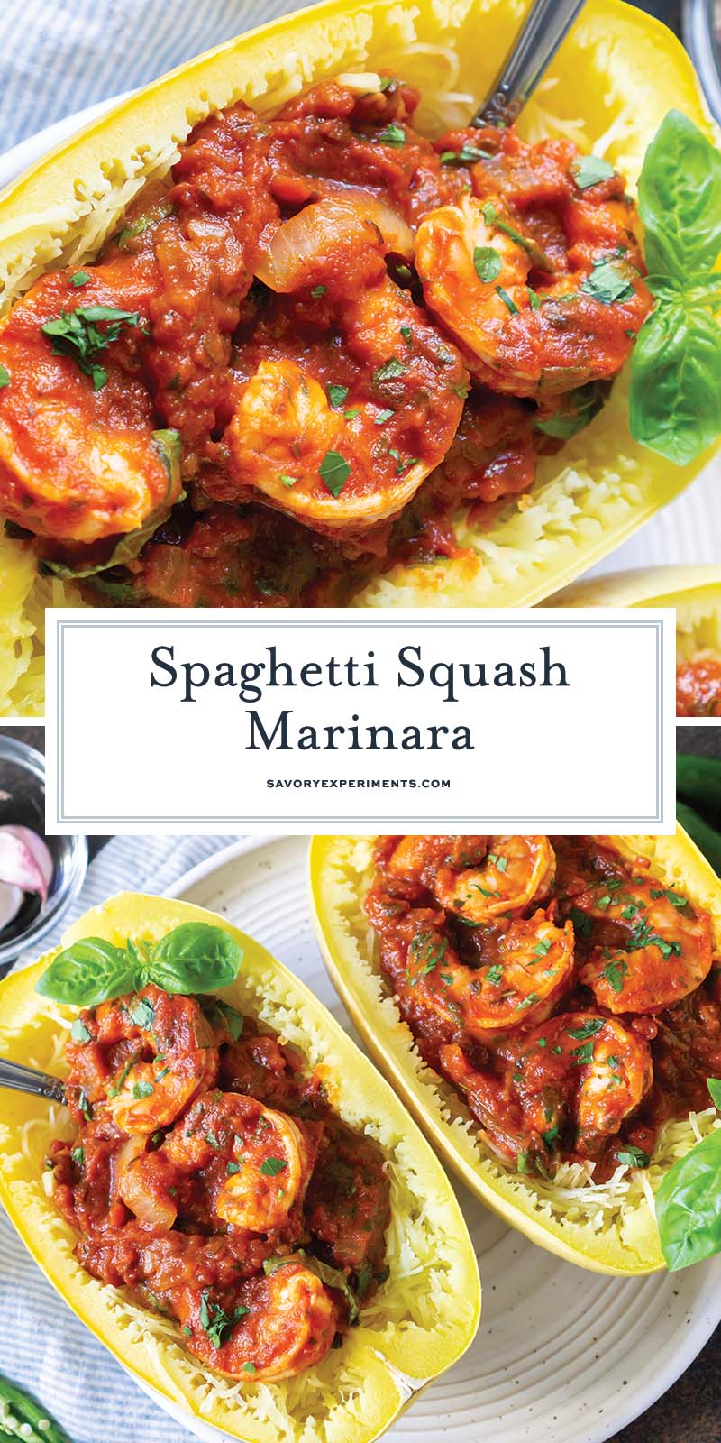collage of spaghetti squash marinara for pinterest