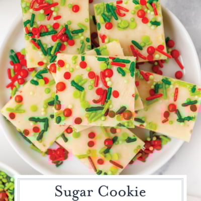 overhead of cookie mix fudge with festive sprinkles