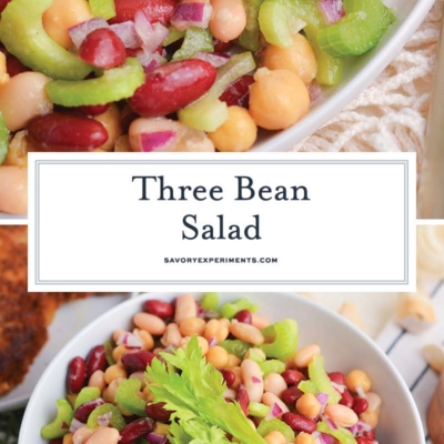 collage of three bean salad