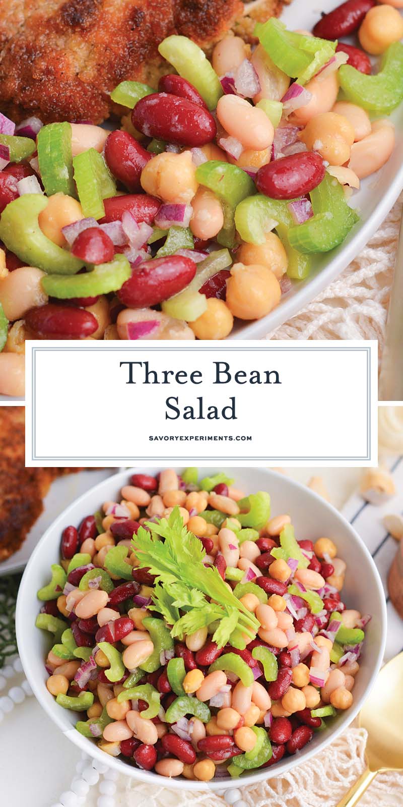 collage of three bean salad
