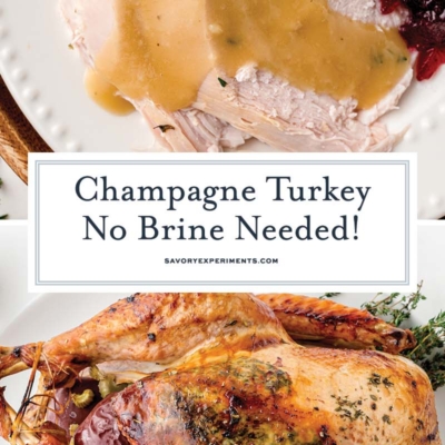 collage of champagne turkey
