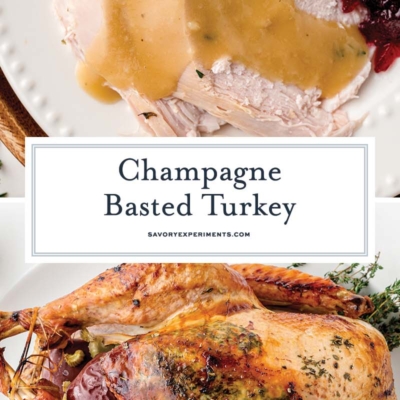 collage of champagne basted turkey