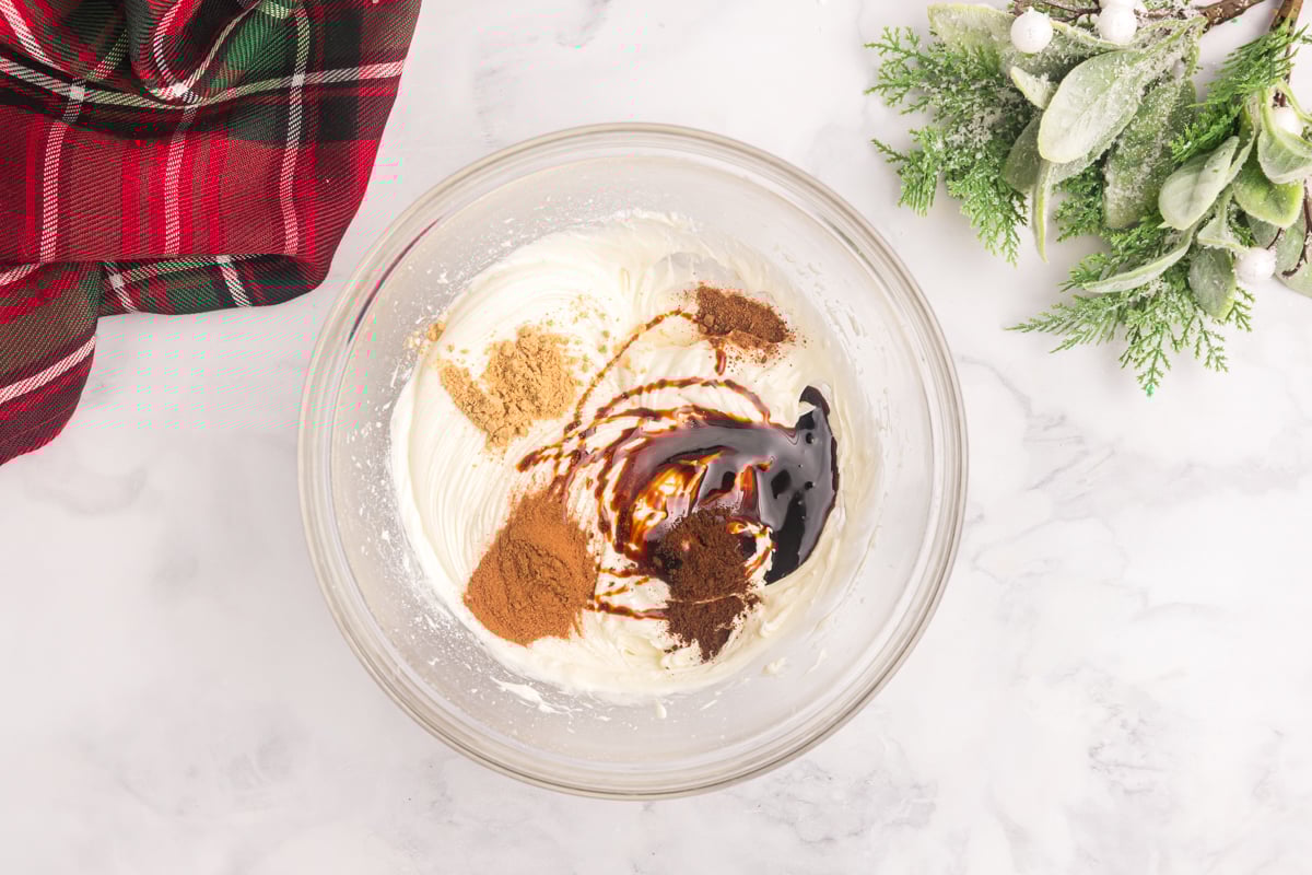 gingerbread frosting ingredients in bowl