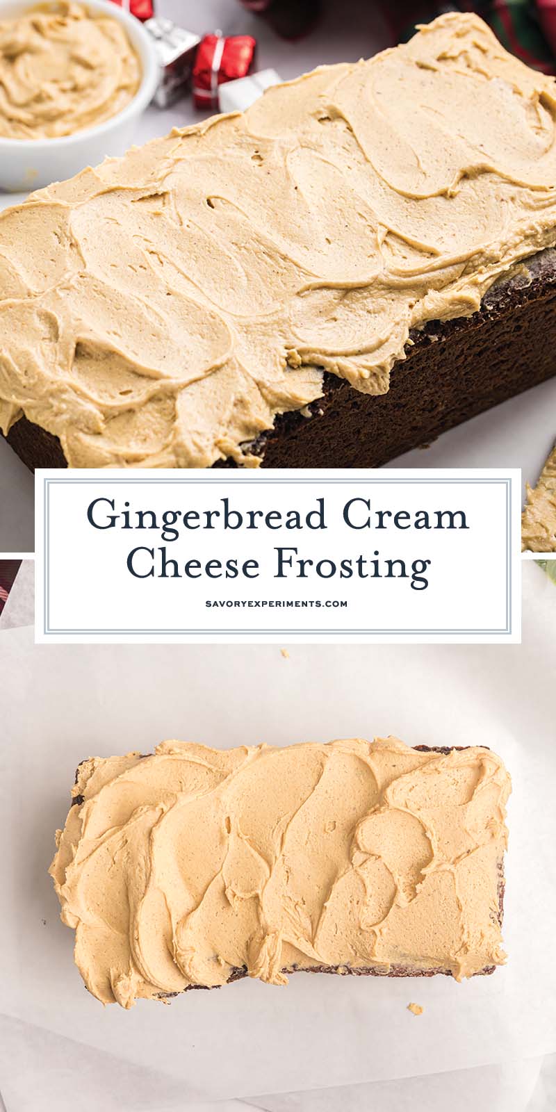 collage of gingerbread cream cheese frosting