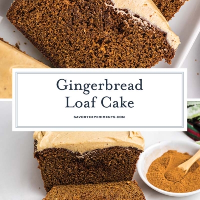 collage of gingerbread loaf cake