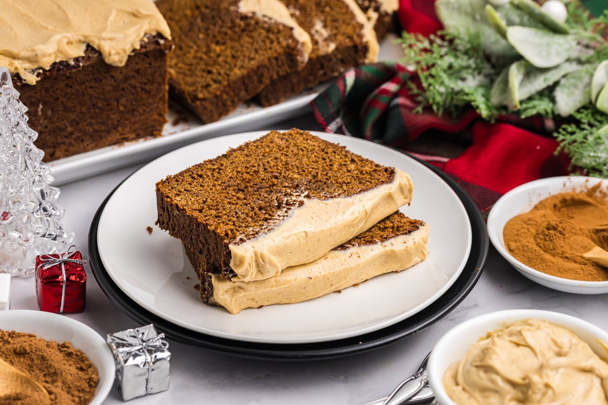 two slices of cake on plate