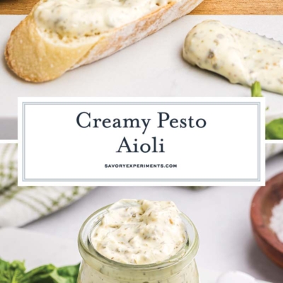 collage of pesto aioli