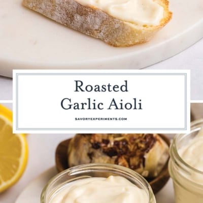 collage of roasted garlic aioli