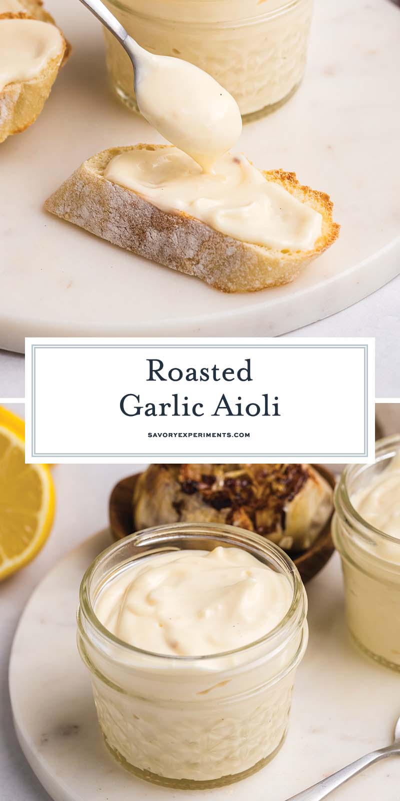 collage of roasted garlic aioli