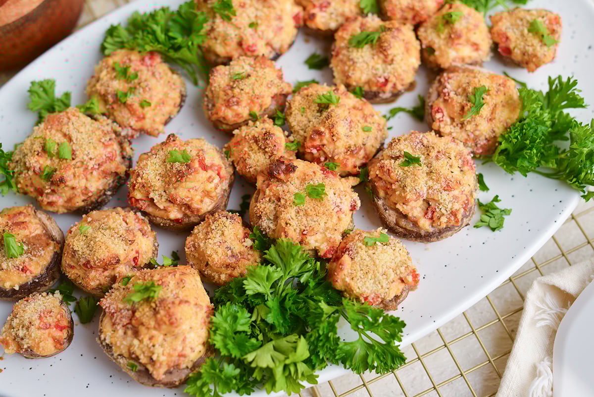 platter of stuffed mushrooms