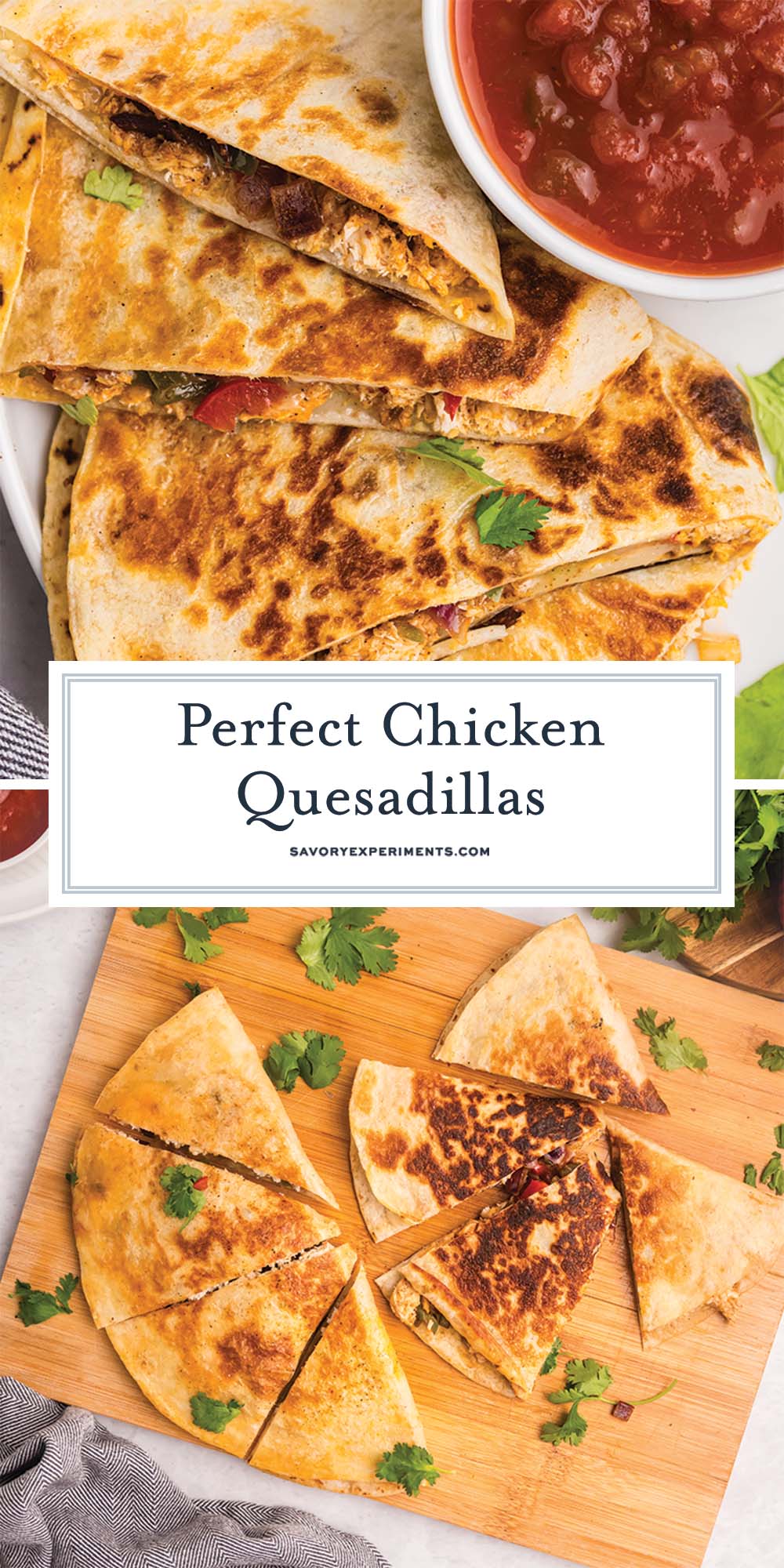 collage of chicken quesadillas