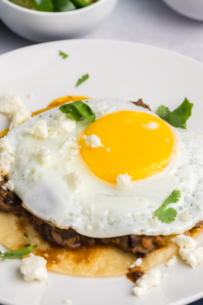angled shot of huevos ranchers on plate