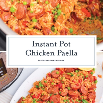 collage of instant pot chicken paella