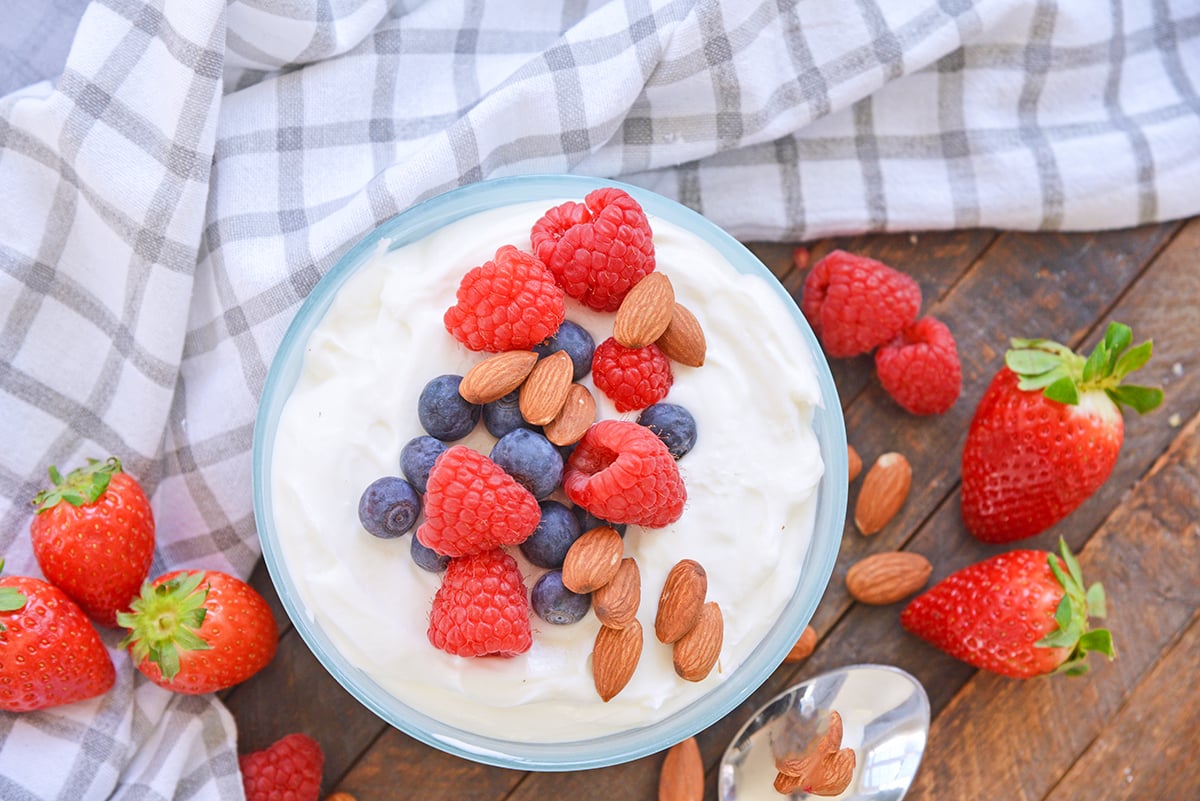 bowl of yogurt with fruit