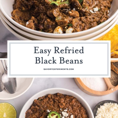 collage of refried black beans