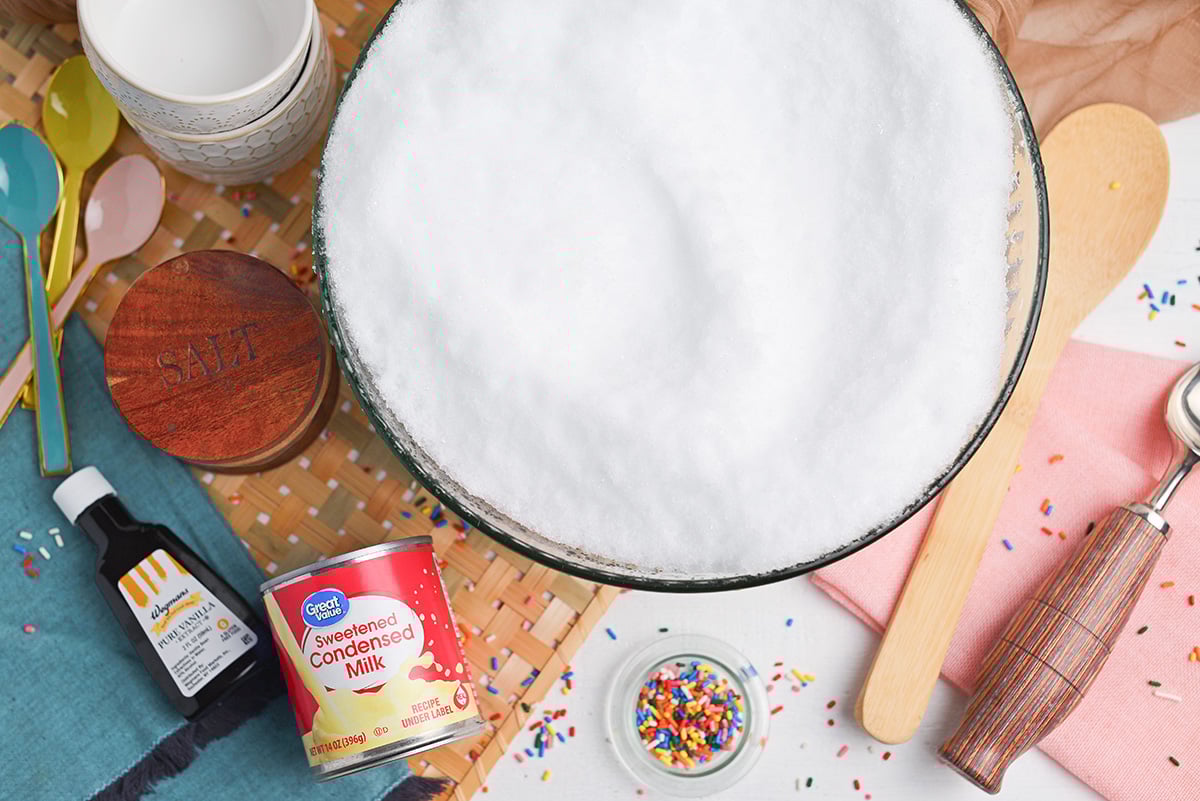 ingredients for making snow ice cream