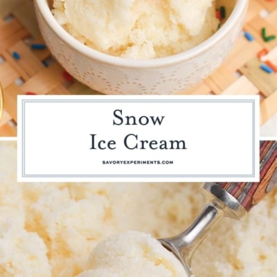 collage of snow cream images for a recipe