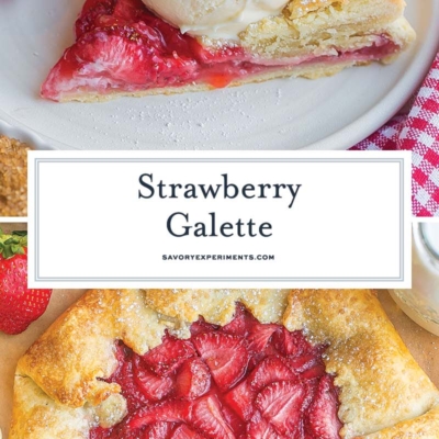 collage of strawberry galette
