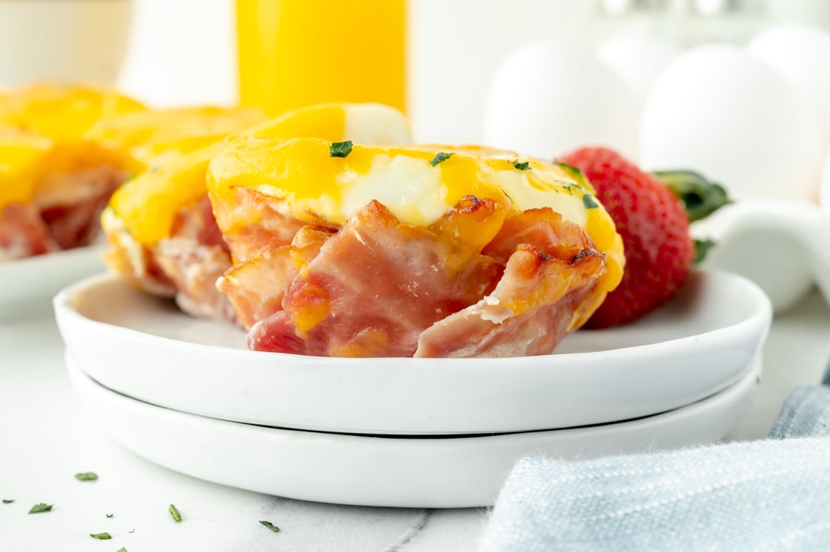 straight on shot of western egg muffins on plate