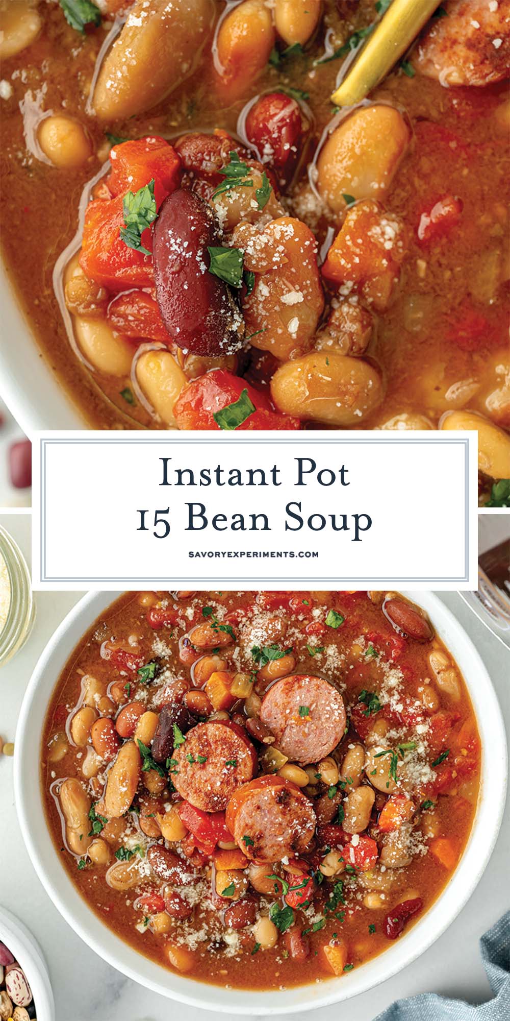 collage of instant pot 15 bean soup