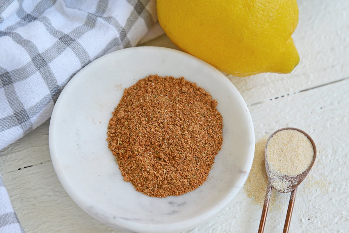marble bowl of blackening seasoning