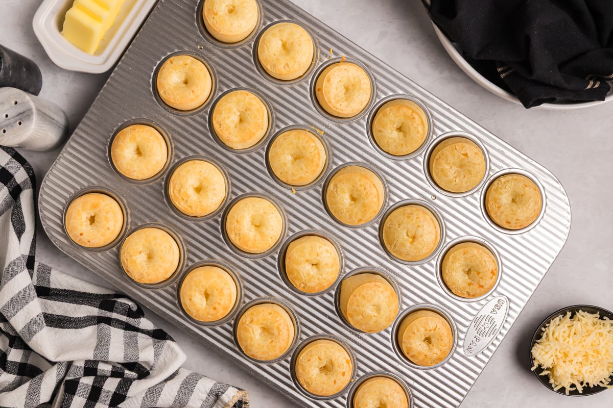 overhead shot of fogo de chao rolls in pan