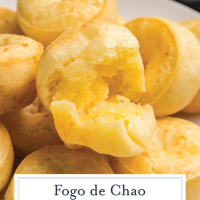 angled shot of brazilian cheese bread cut in half with text overlay