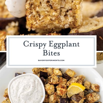 collage of eggplant bites