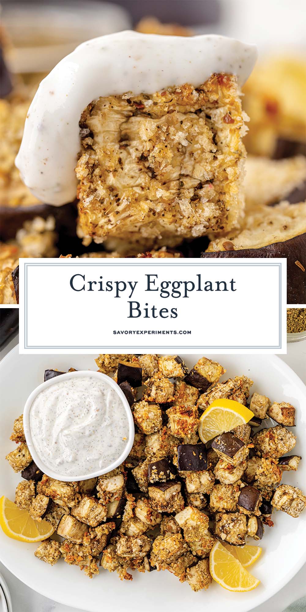 collage of eggplant bites