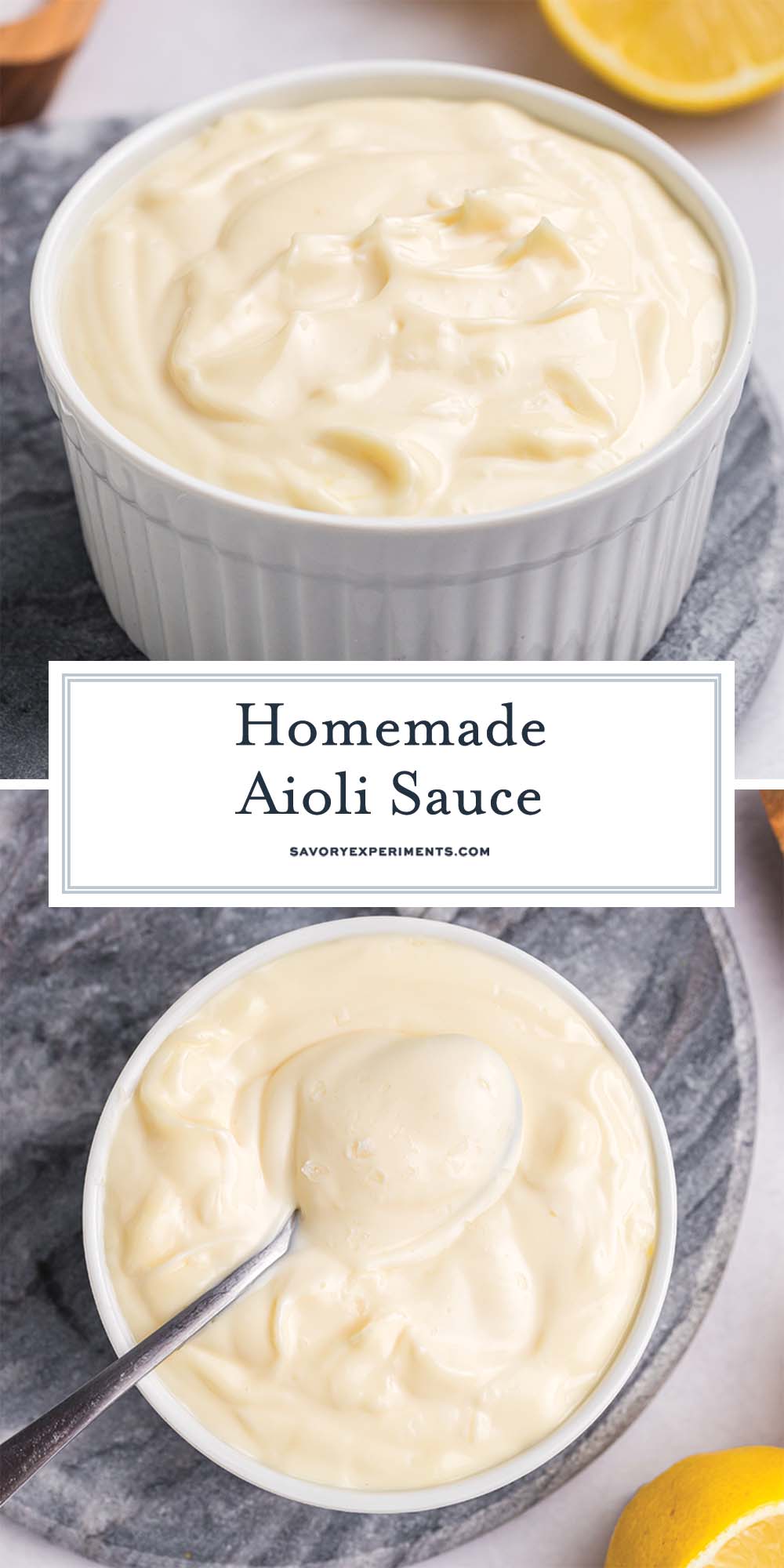 collage of homemade aioli sauce