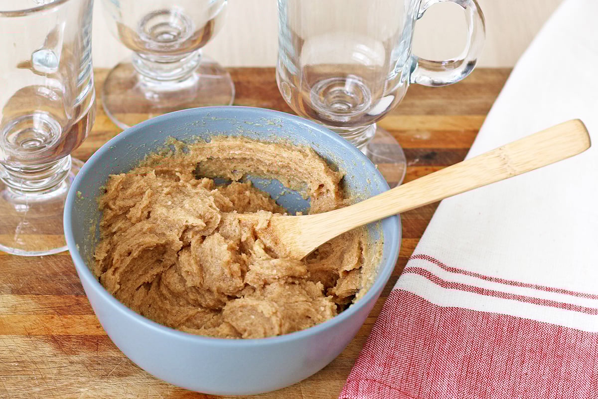 Hot buttered rum mixed in a bowl