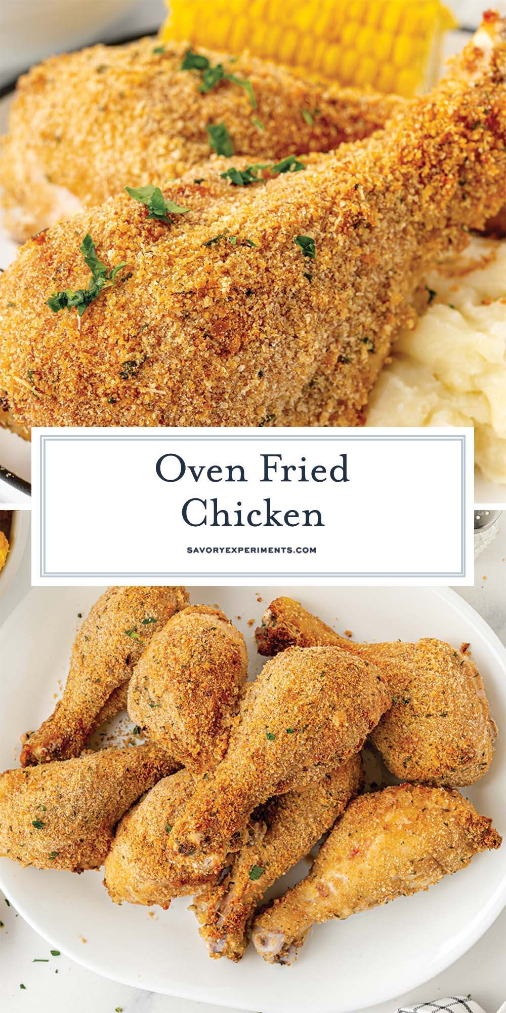 collage of oven fried chicken