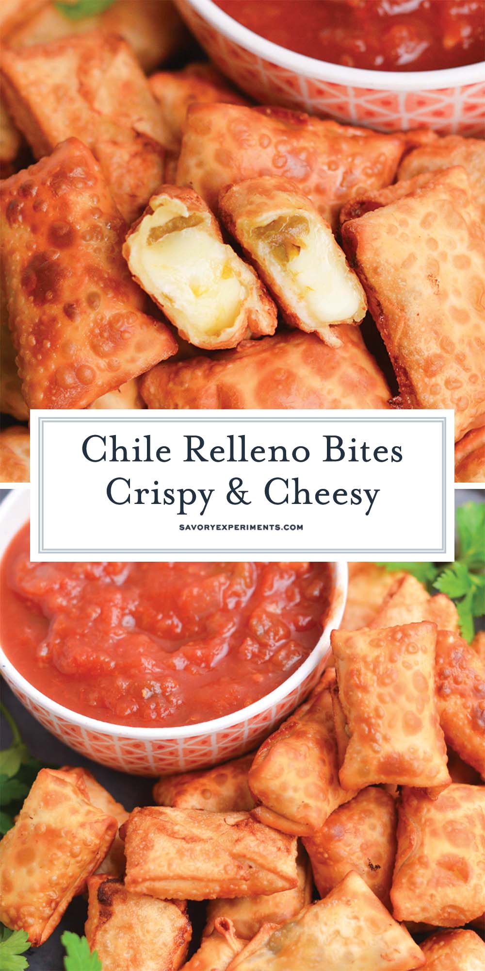 collage of chile relleno bites for pinterest
