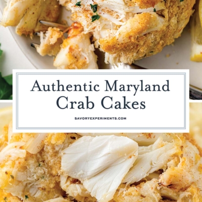 close up of authentic Maryland crab cakes