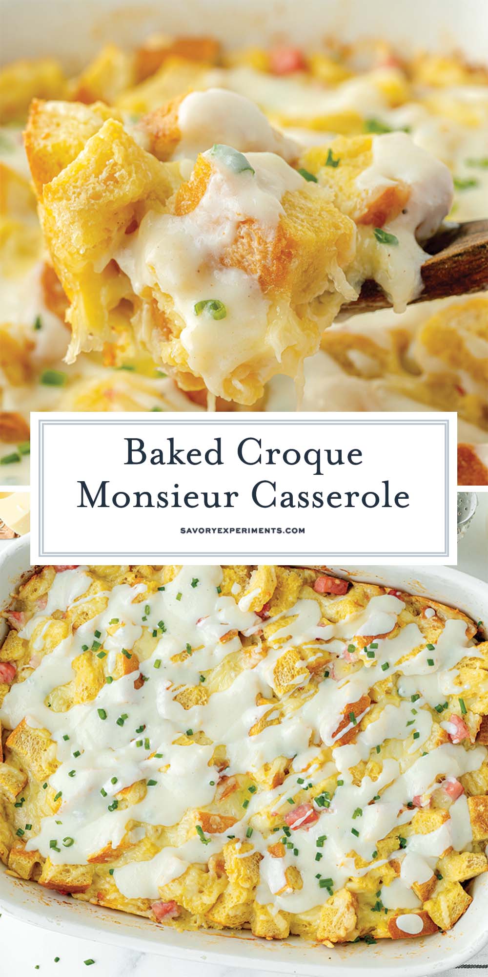 collage of baked croque monsieur casserole