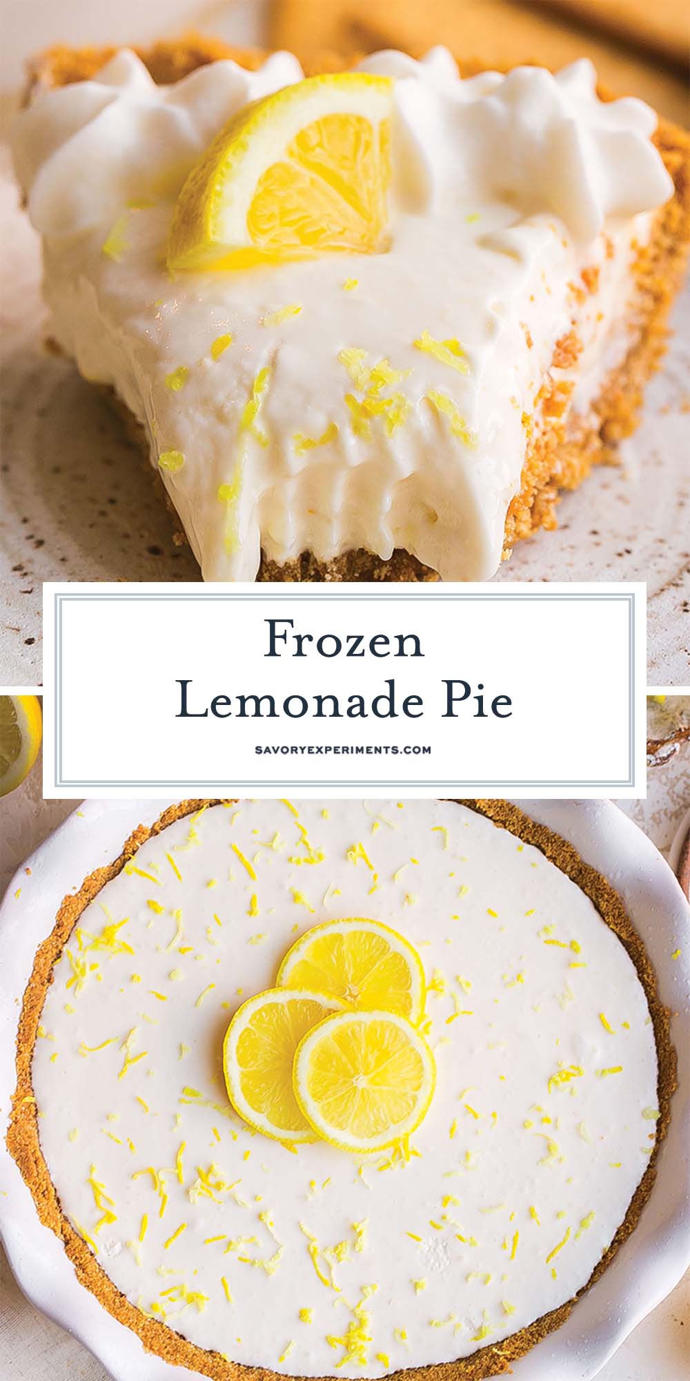 collage of frozen lemonade pie