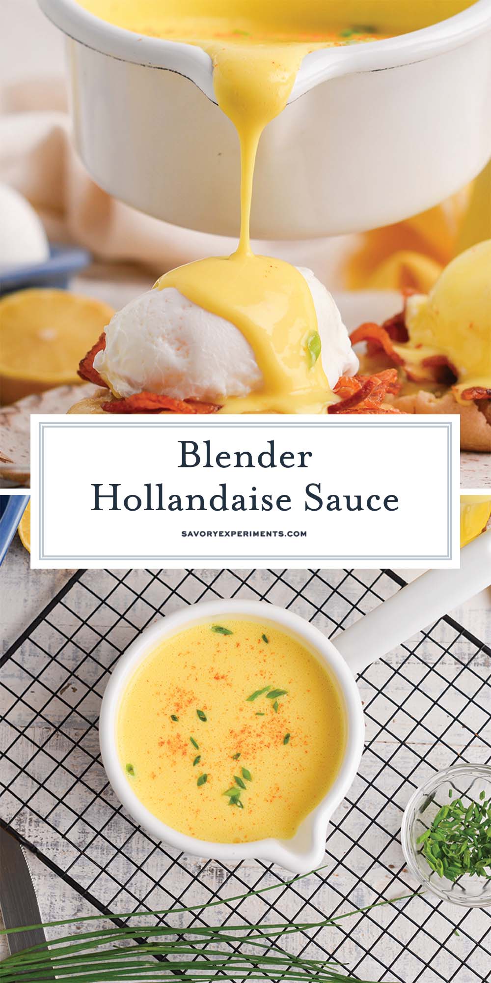 collage of blender hollandaise sauce