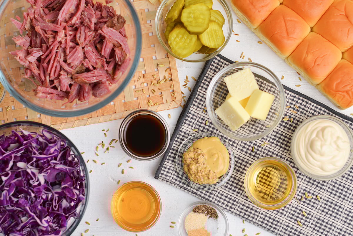 ingredients to make leftover corned beef sliders
