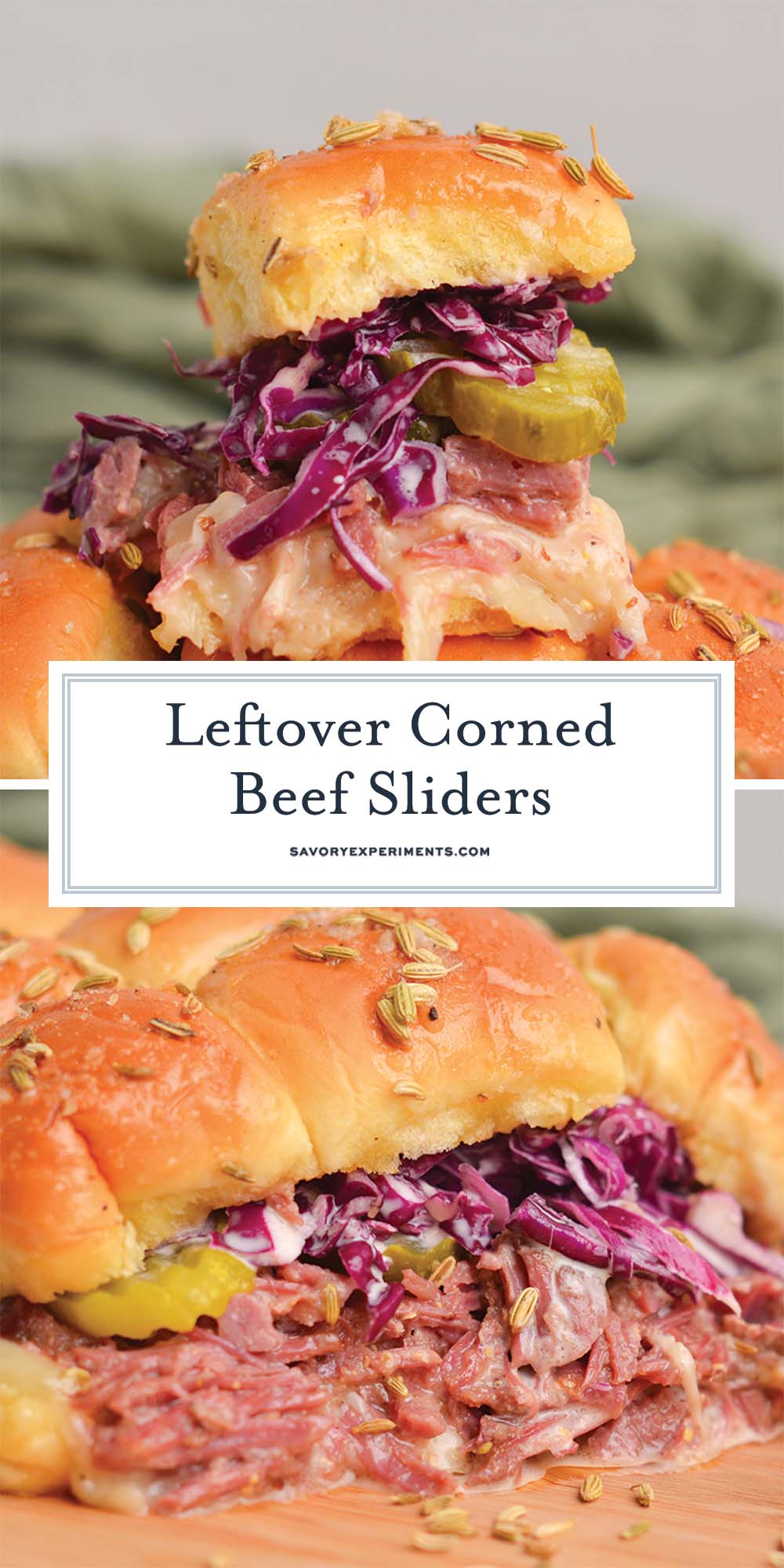 leftover corned beef sliders collage for pinterest