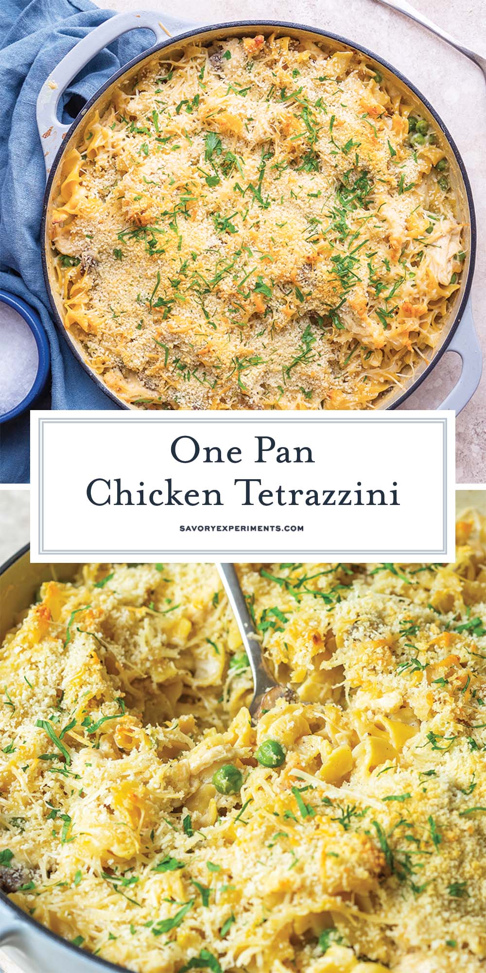 collage for one pan chicken tetrazzini