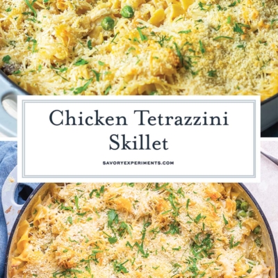 collage of chicken tetrazzini for pinterest