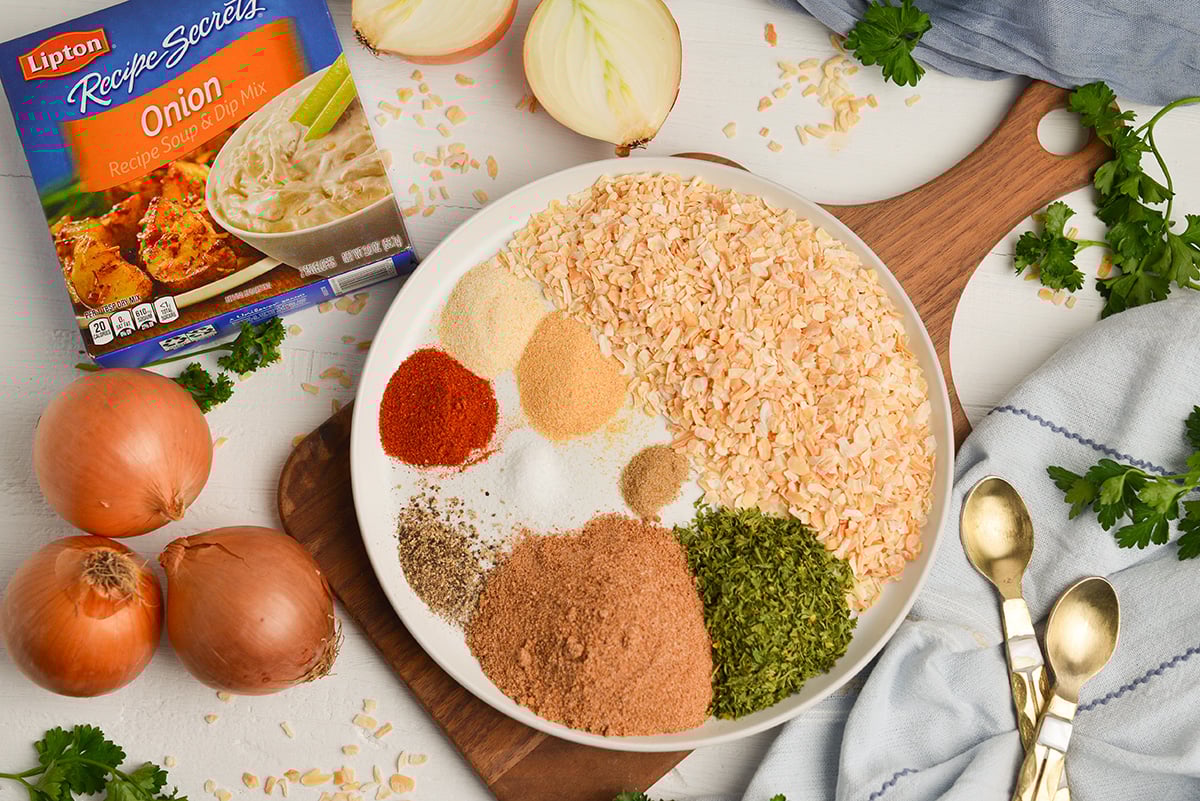 Ingredients for homemade onion soup mix
